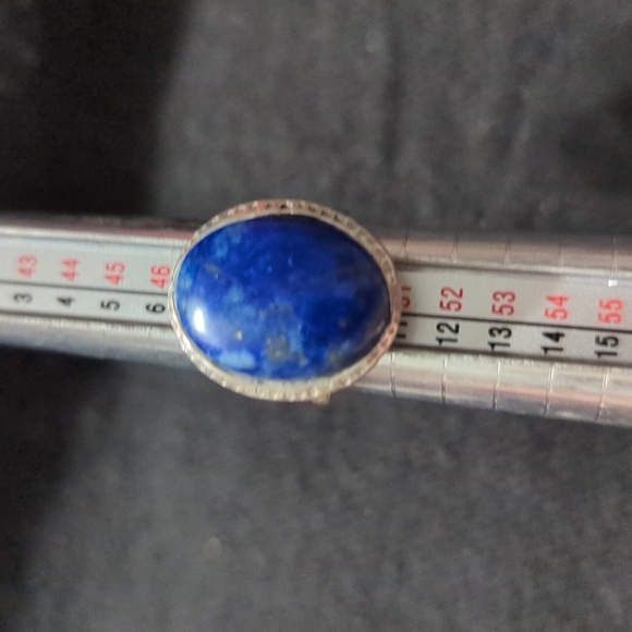 Sterling Silver Blue Lapis Lazuli Gemstone Oval Statement Ring - Size 5 - Picture 8 of 8